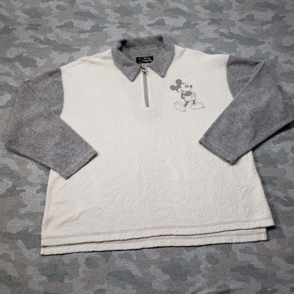 Vintage Disney Originals Sweatshirt Womens‎ Large White Terry Cloth Pull-Over...